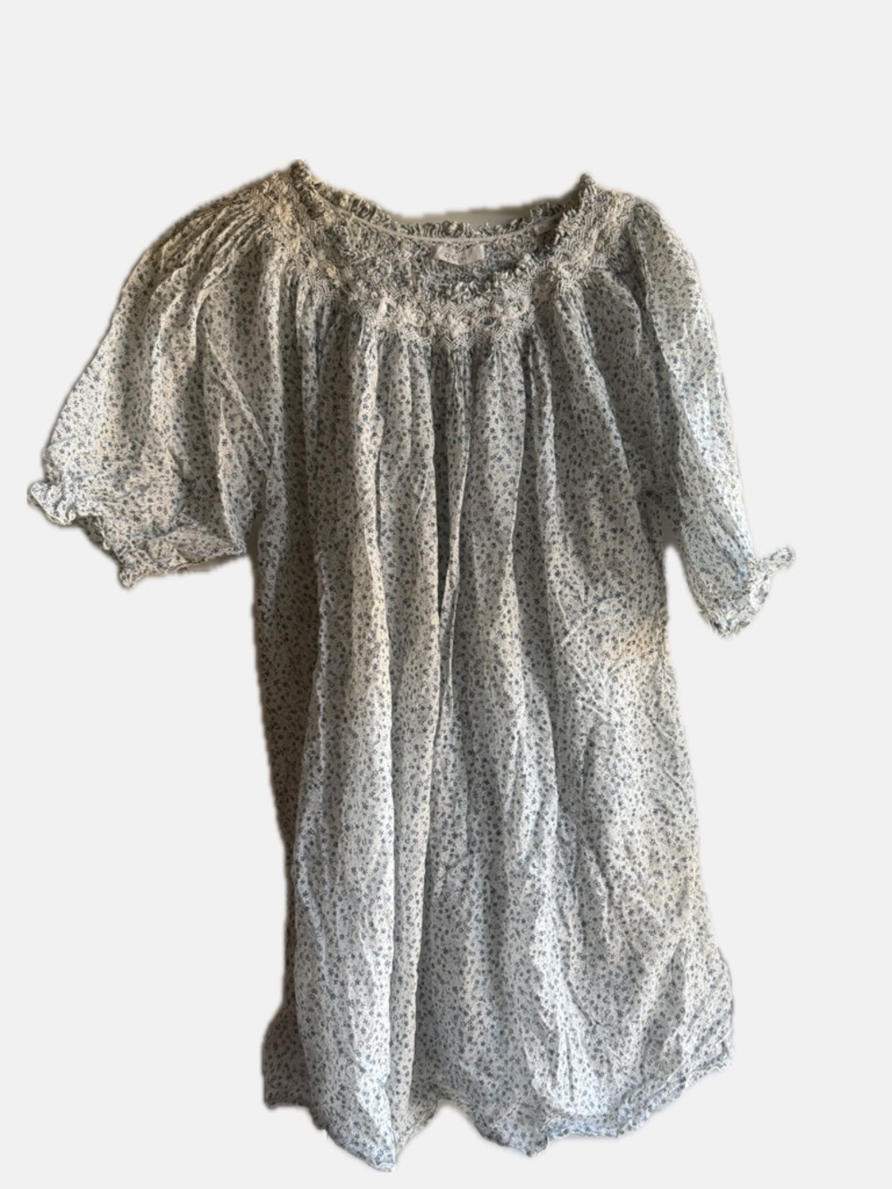 Doen Odessa mini dress in blue baby Kate print. Medium.